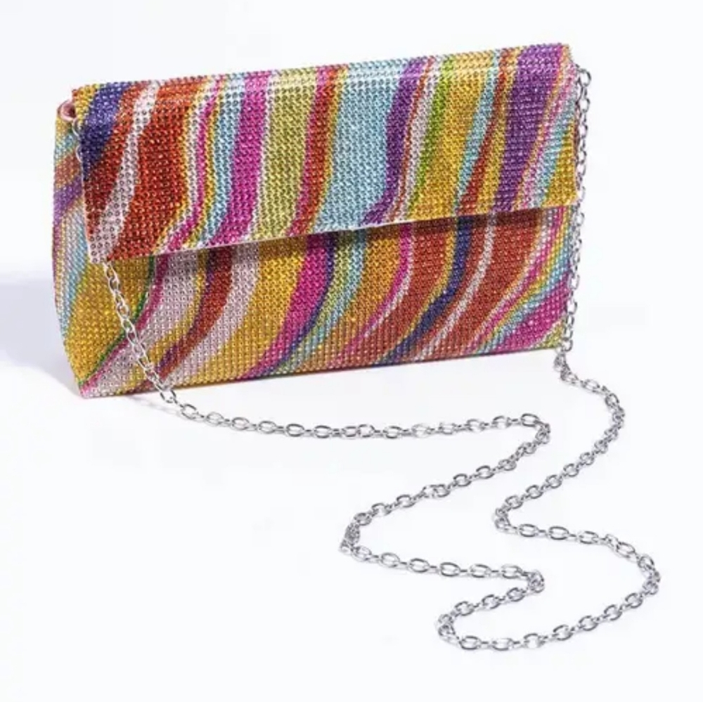 Wavy Rhinestone Clutch